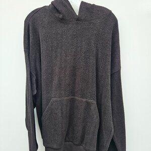 men's black textured hoodie sweater
